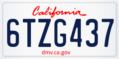 CA license plate 6TZG437