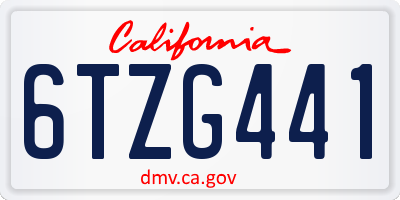 CA license plate 6TZG441