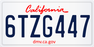 CA license plate 6TZG447
