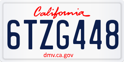 CA license plate 6TZG448
