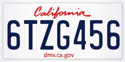 CA license plate 6TZG456