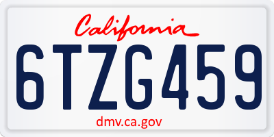 CA license plate 6TZG459