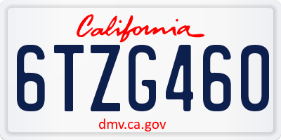 CA license plate 6TZG460