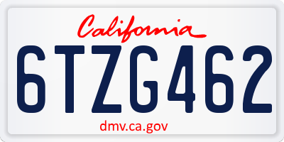 CA license plate 6TZG462