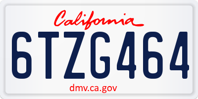 CA license plate 6TZG464