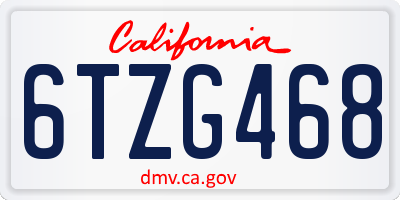 CA license plate 6TZG468