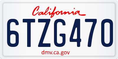 CA license plate 6TZG470