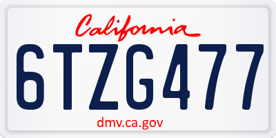 CA license plate 6TZG477