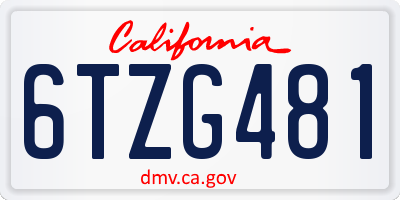CA license plate 6TZG481