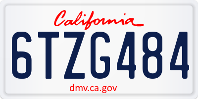 CA license plate 6TZG484