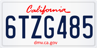CA license plate 6TZG485