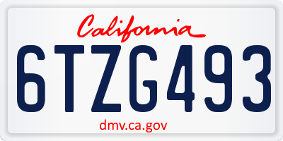 CA license plate 6TZG493