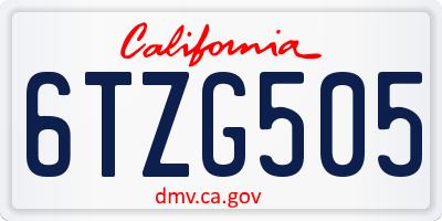 CA license plate 6TZG505