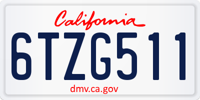 CA license plate 6TZG511