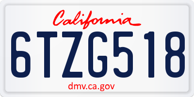 CA license plate 6TZG518