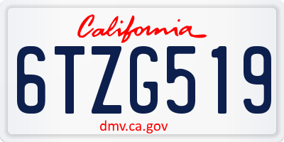 CA license plate 6TZG519