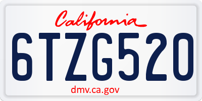 CA license plate 6TZG520