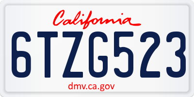 CA license plate 6TZG523