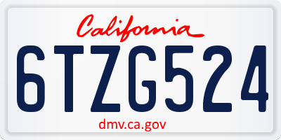 CA license plate 6TZG524