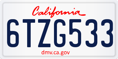 CA license plate 6TZG533
