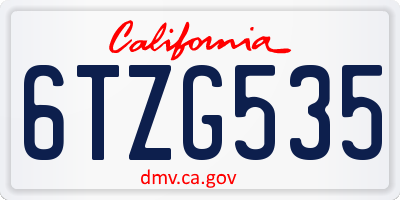 CA license plate 6TZG535