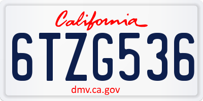 CA license plate 6TZG536