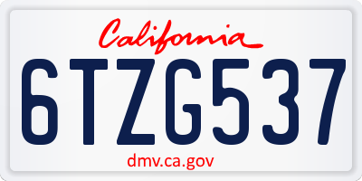 CA license plate 6TZG537