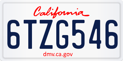 CA license plate 6TZG546