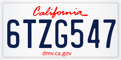 CA license plate 6TZG547
