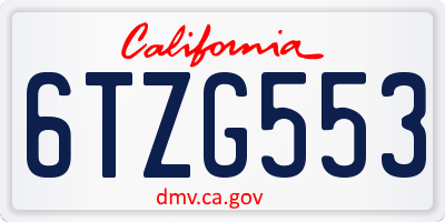 CA license plate 6TZG553