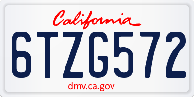 CA license plate 6TZG572