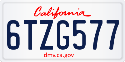 CA license plate 6TZG577