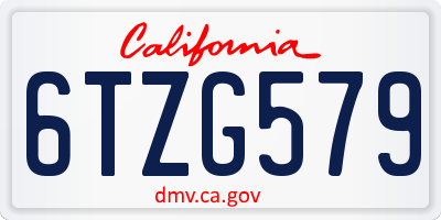 CA license plate 6TZG579