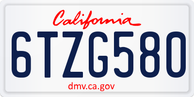 CA license plate 6TZG580