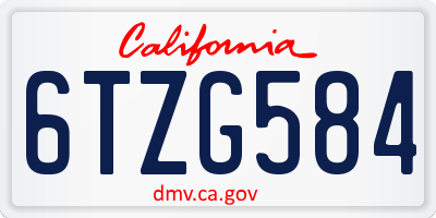 CA license plate 6TZG584
