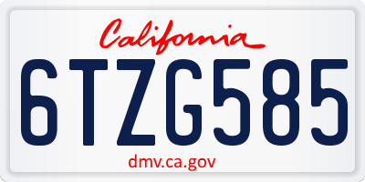 CA license plate 6TZG585