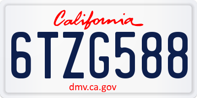 CA license plate 6TZG588