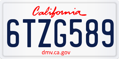 CA license plate 6TZG589