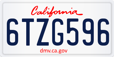 CA license plate 6TZG596