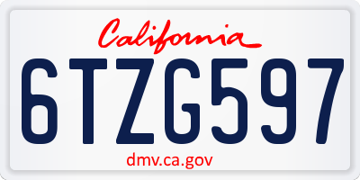 CA license plate 6TZG597