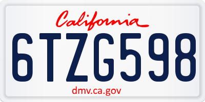CA license plate 6TZG598