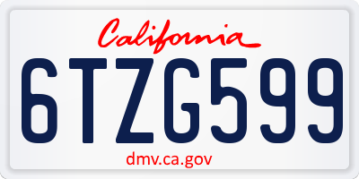CA license plate 6TZG599