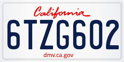 CA license plate 6TZG602