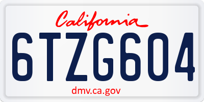 CA license plate 6TZG604