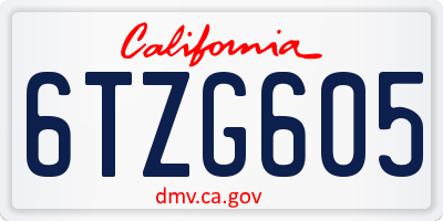 CA license plate 6TZG605