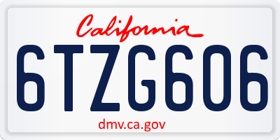 CA license plate 6TZG606