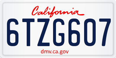 CA license plate 6TZG607