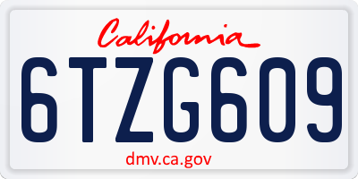 CA license plate 6TZG609