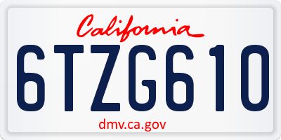 CA license plate 6TZG610