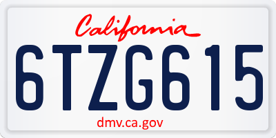 CA license plate 6TZG615